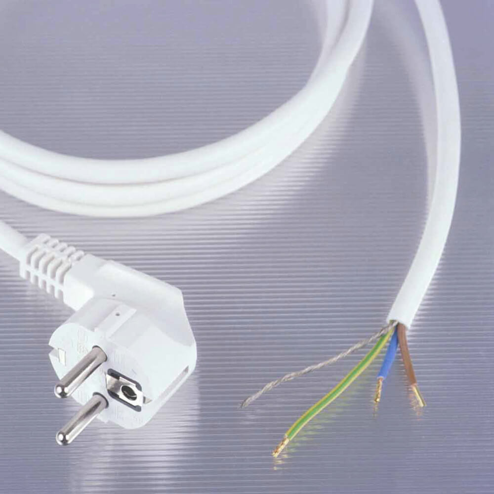 Stecker mit geschirmtem Kabel und freiem Ende D3381, 2 m weiß