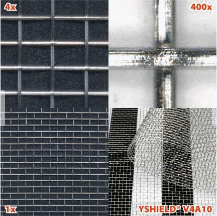 V4A Edelstahlgewebe V4A10 | HF+NF | Breite 90 cm | 1 Laufmeter  YSHIELD®